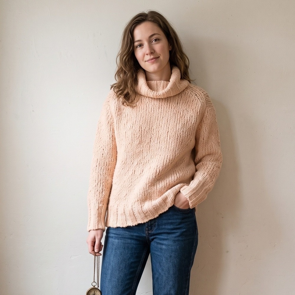 J Crew Oversized Turtleneck Sweater Womens XS S Textured Yarn Preppy Cozy